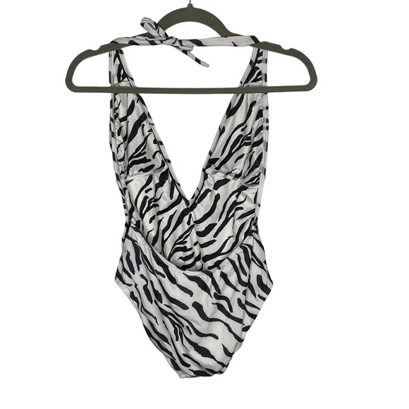 NWT Peixoto Womens Kai Swimsuit Sz Large Wild Zebra Plunging Neckline One Piece - Picture 8 of 14